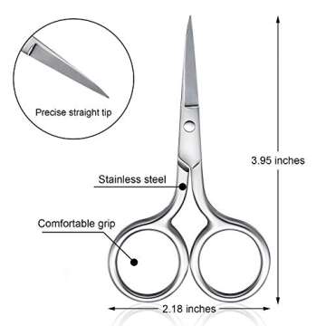 Mudder 3 Pack Small Nose Scissors Facial Hair Trimming Mini Beauty Stainless Steel Grooming Pointed ...
