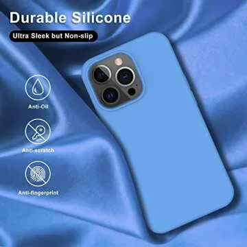 bemal for iPhone 14 Pro Max Case with Screen Protector - Slim Fit Liquid Silicone - Soft Microfiber Lining - Designed for Women and Girls - Shockproof Protective Phone Cover-Sky Blue