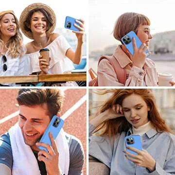 bemal for iPhone 14 Pro Max Case with Screen Protector - Slim Fit Liquid Silicone - Soft Microfiber Lining - Designed for Women and Girls - Shockproof Protective Phone Cover-Sky Blue