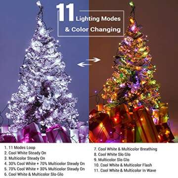 BrizLabs Christmas Lights, 180ft 500 LED Color Changing Christmas Tree Lights with Remote, 11 Modes ...