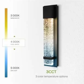 ASD LED 18 Inch Bubble Glass Wall Light Fixture | 12W 500LM 3000K-5000K 120V | 3CCT, Waterproof, Dimmable, ETL Listed | Exterior Flush Mount Sconce, Outdoor-Indoor Lighting | Black