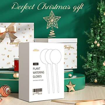 KiKiHeim Plant Watering Globes Self Watering Planter Insert System Spikes, 6.4oz/190ml Capacity Hand Blown Iridescent Clear Glass Automatic Waterer Bulbs for Outdoor Indoor Plants, 3Pcs