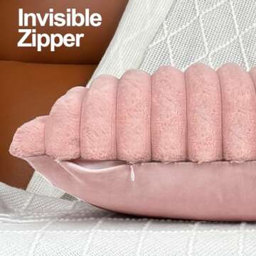 18x18 Throw Pillow Covers Set of 2, Decorative Faux Fur Covers for Bed, Couch Soft Fluffy Pillow Cover with Velvet Back for Living Room, Neutral Home Décor Accent for Sofa - Pink