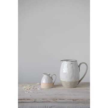 Creative Co-op DF3249 White Stoneware Pitcher