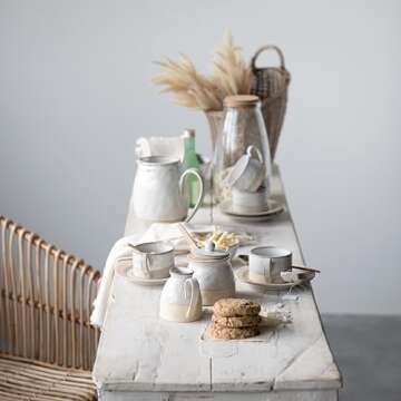 Creative Co-op DF3249 White Stoneware Pitcher