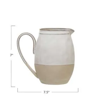 Creative Co-op DF3249 White Stoneware Pitcher