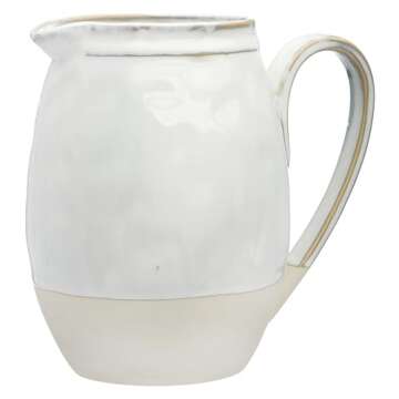 Creative Co-op DF3249 White Stoneware Pitcher