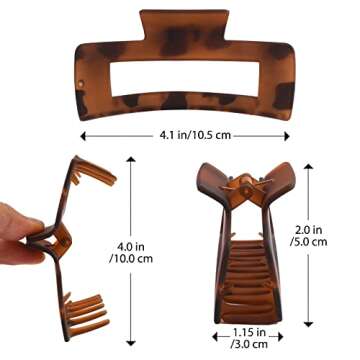 ZYTJ 8 Pack 4.1 Inche Large Rectangle Hair Claw Clips, Matte Hair Clips for Women with Thin/Thick/Curly Hair, Strong Hold Jaw Clip Big Non-slip Square Hair Clip Hair Accessories for Women