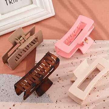 ZYTJ 8 Pack 4.1 Inche Large Rectangle Hair Claw Clips, Matte Hair Clips for Women with Thin/Thick/Curly Hair, Strong Hold Jaw Clip Big Non-slip Square Hair Clip Hair Accessories for Women