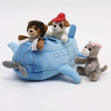 Airplane House with Finger Puppets 10" by Unipak Designs - Fun Interactive Playset for Kids