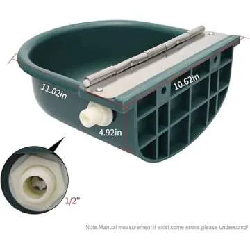 Automatic Water Bowl Plastic Livestock Waterer for Horse Cattle Goat Sheep Dog,Farm Grade Sheep Water Trough Bowl (with Drainage Hole & 39.37 inch Pipe)