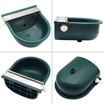 Automatic Water Bowl Plastic Livestock Waterer for Horse Cattle Goat Sheep Dog,Farm Grade Sheep Water Trough Bowl (with Drainage Hole & 39.37 inch Pipe)