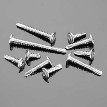 Mywish 200pcs #10×1-1/4" Self Tapping Screws for Metal, Sheet Metal Screws 410 Stainless Steel Truss Head Self Drilling Screws High-Strength Quick Tapping Screws