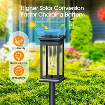 KOOPER Solar Pathway Lights Outdoor 8 Pack, 2X Bigger Solar Outdoor Lights, Bright Solar Garden Lights Outdoor Waterproof, Auto On/Off Outdoor Solar Lights for Yard Landscape Path Lawn Patio Walkway