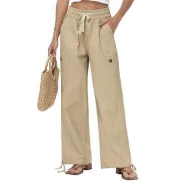 Oymyakon Women's Baggy Cargo Pants with Pockets Y2K Elastic Waist Trousers Cotton Casual Hiking Pant...