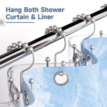 Titanker Shower Curtain Hooks Rings, Rust-Resistant Metal Double Glide Shower Hooks for Bathroom Sho...