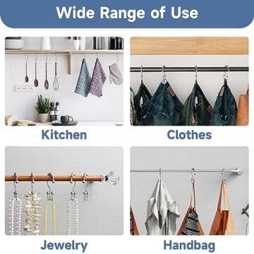 Titanker Shower Curtain Hooks Rings, Rust-Resistant Metal Double Glide Shower Hooks for Bathroom Shower Rods Curtains, Set of 12 Hooks - Space Silver