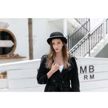 GEMVIE Black Derby Hat 100% Wool Theater Quality Hat Bowler Hat for Men Women Vintage Costumes