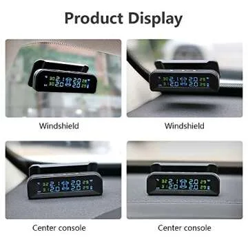 Tire Pressure Monitoring System Wireless Solar TPMS, Tire Pressure Monitor Installed on Windowshield...