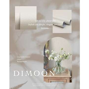 Dimoon 78.7"x17.7" Embossed Stripe Thicken Advanced Texture White Peel and Stick Wallpaper Stick Peel Modern Off-White Waterproof Contact Paper Pure Self Adhesive Wallpaper Removable Liner Viny Roll