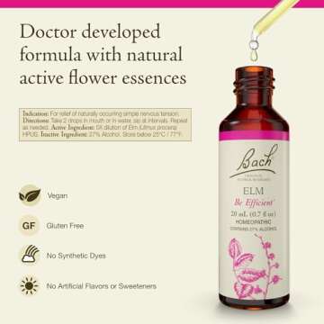 Bach Original Flower Remedies, Elm for Efficiency & Self-assurance, Natural Homeopathic Flower Essen...