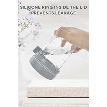 KOIKEY Overnight Oats Container Mason Jars - 10oz Yogurt Oatmeal Glass Canning with Lids and Spoon for Portable Breakfast and Lunch, Cereal, Milk, Fruit Salad Refrigerated Storage, Grey Pack of 2