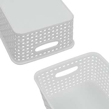 Vababa White Plastic Storage Baskets/Storage Bins, Pack for 6