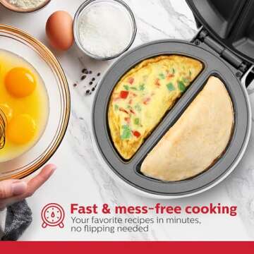 Holstein Housewares - Non-Stick Omelet & Frittata Maker, White/Stainless Steel - Makes 2 Individual ...