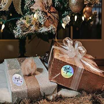 NSWDYLO 500PCS Holographic Thank You Stickers Roll for Business