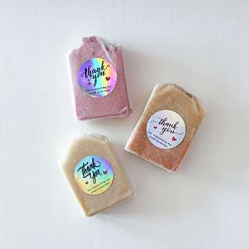 NSWDYLO 500PCS Holographic Thank You Stickers Roll for Business