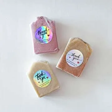 NSWDYLO 500PCS Holographic Thank You Stickers Roll for Business