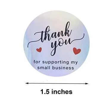 NSWDYLO 500PCS Holographic Thank You Stickers Roll for Business