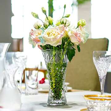 Kanpura Clear Crystal Vase - Durable Glass Floral Decor