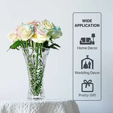 Kanpura Clear Crystal Vase - Durable Glass Floral Decor