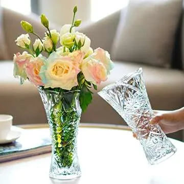 Kanpura Clear Crystal Vase - Durable Glass Floral Decor