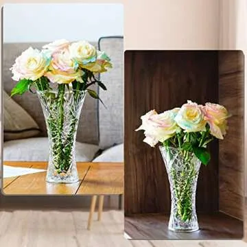 Kanpura Clear Crystal Vase - Durable Glass Floral Decor