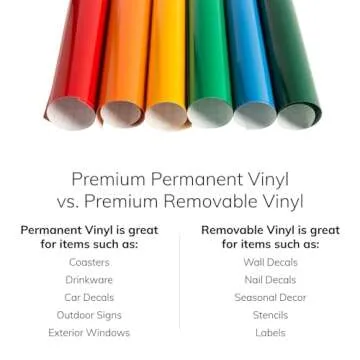 Cricut Premium Vinyl in Rainbow Colors Bundle - Custom Design DIY Craft Projects Home Decoration Decals Mug Signs Tumblers Party Personalized Gifts Glossy Cutting Adhesive Rolls