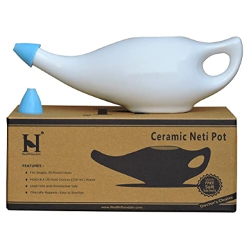 Ceramic Neti Pot for Effective Sinus Relief with Silicone Tips