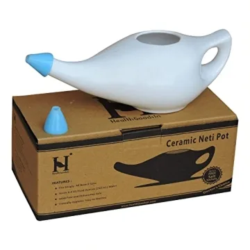 Ceramic Neti Pot for Effective Sinus Relief with Silicone Tips