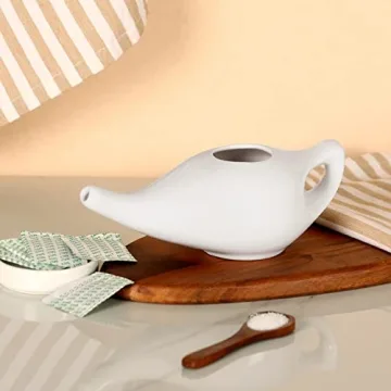 Ceramic Neti Pot for Effective Sinus Relief with Silicone Tips