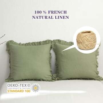 Luxurious 100% Linen Euro Sham Covers with Ruffle