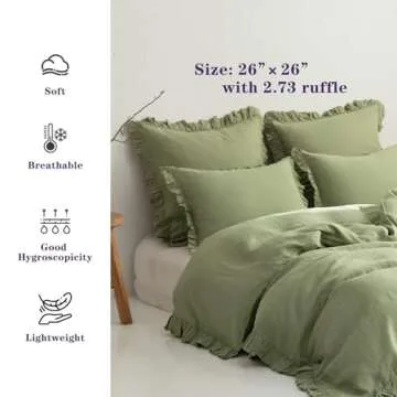 Luxurious 100% Linen Euro Sham Covers with Ruffle