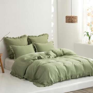 Luxurious 100% Linen Euro Sham Covers with Ruffle