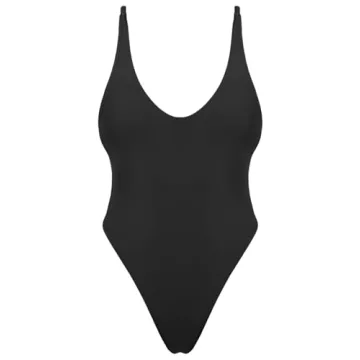 Ocean Blues Women's Black High Cut Low Back One Piece Swimwear - Stylish Comfort