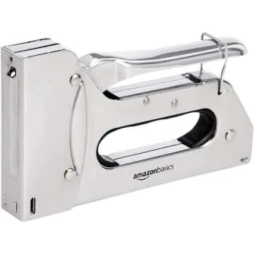 Amazon Basics Manual Staple Gun with 1000 Staples, for Upholstery and Carpentry, silver