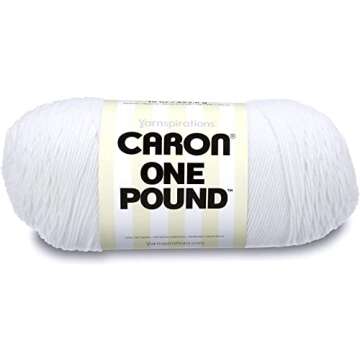 Caron One Pound White Yarn - 2 Pack of 454g/16oz - Acrylic - 4 Medium (Worsted) - 812 Yards - Knitting/Crochet