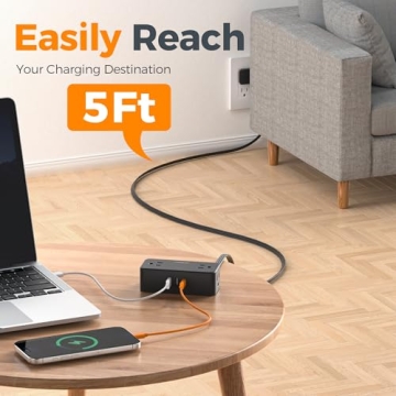 Flat Surge Protector Power Strip with USB Ports for All