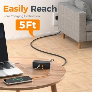 Flat Surge Protector Power Strip with USB Ports for All
