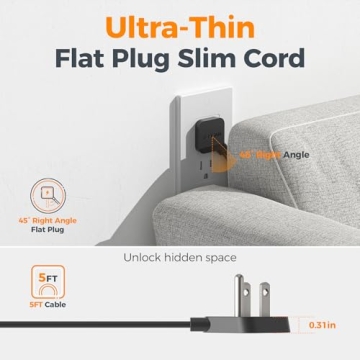 Flat Surge Protector Power Strip with USB Ports for All