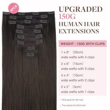 GOO GOO Clip in Hair Extensions Real Human Hair, Remy Human Hair Extensions Clip ins for Women, Natu...